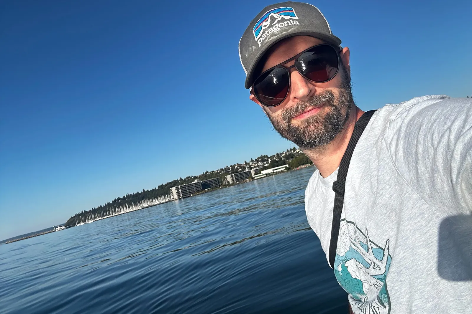 Joshua while paddleboarding on the Puget Sound